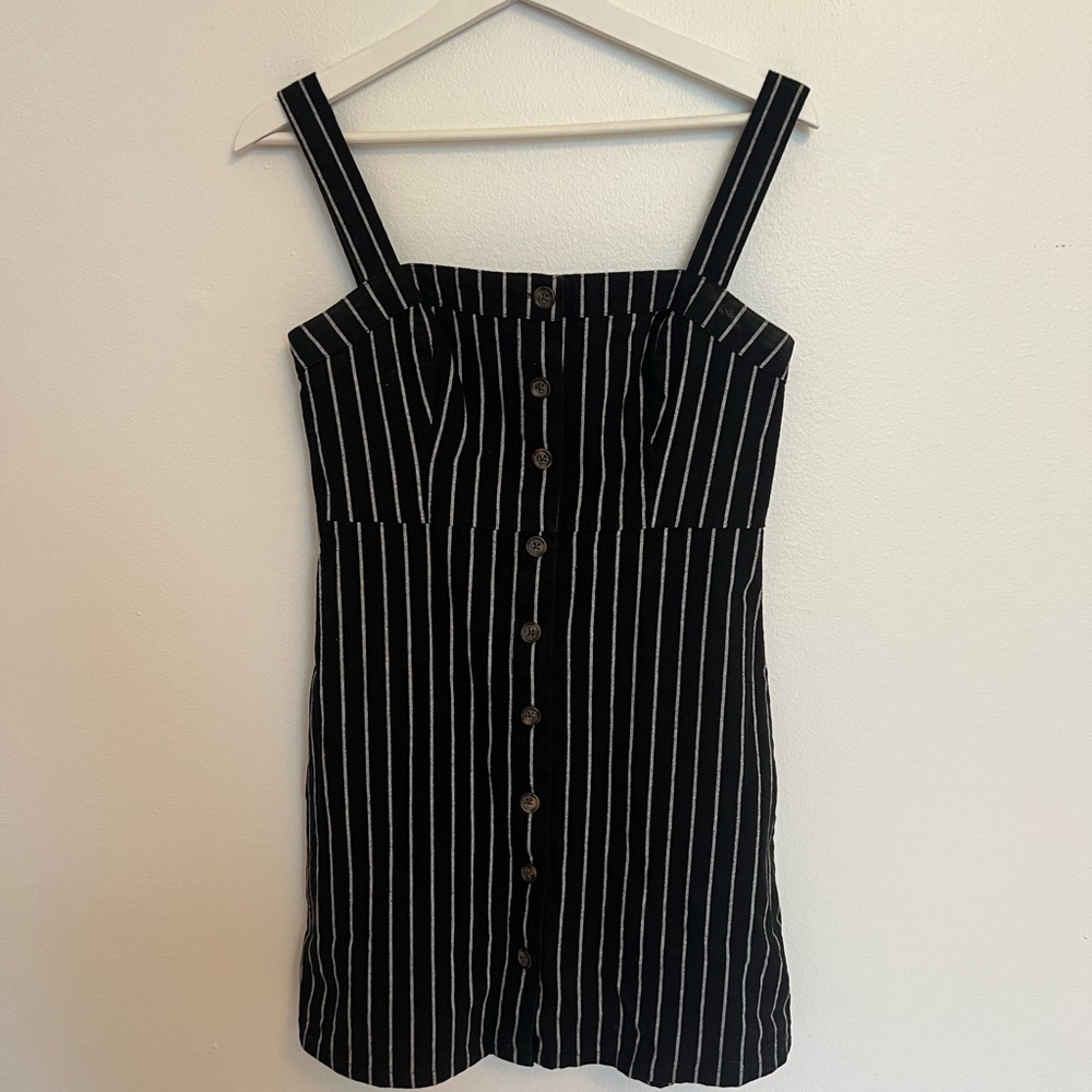 Hollister Black pinstripe button dress